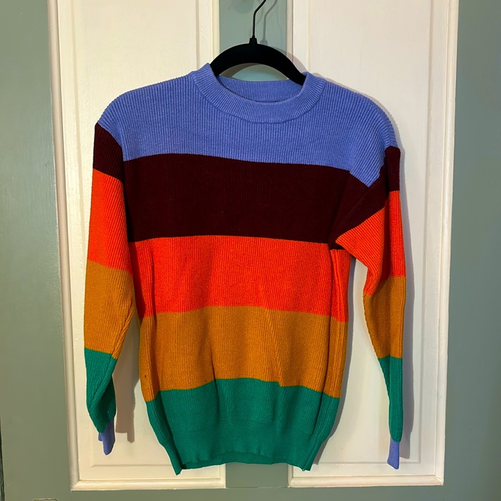 bright colorblock knit sweater